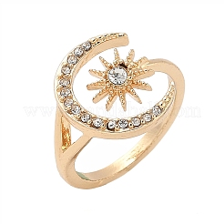 Aloy Rhinestone Open Cuff Rings&nbsp;RJEW-H249-01G