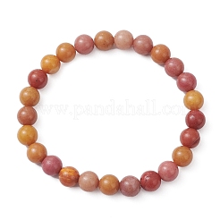 Dyed Natural Malaysia Jade Round Beaded Stretch Bracelets for Men Women&nbsp;BJEW-JB12146-02