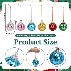 30Pcs 6 Colors Glass & Foam Disco Ball Pendant Decorations&nbsp;HJEW-ME0001-13