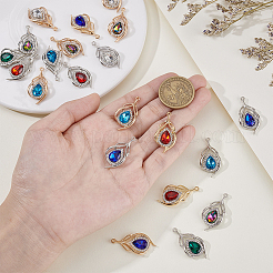 24Pcs 12 Colors Alloy Glass Pendants&nbsp;ALRI-GA0001-15
