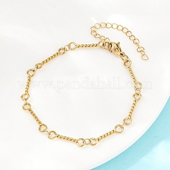 304 Stainless Steel Twisted Rope Link Chain Bracelets for Women&nbsp;BJEW-A160-09G