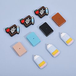 12Pcs 8 Styles Blackboard/Book/Pencil Shape Silicone Beads&nbsp;SIL-CA0002-78