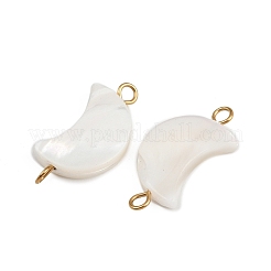 Natural Shell Moon Connector Charms&nbsp;STAS-D378-24G