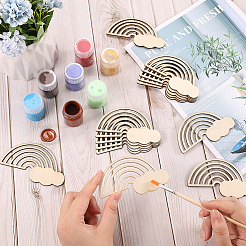 DIY Unfinished Rainbow Wooden Pendant Decorations&nbsp;WOOD-WH0030-48
