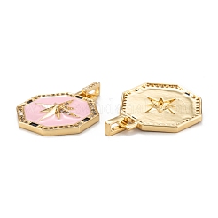 Brass Micro Pave Clear Cubic Zirconia Pendants&nbsp;ZIRC-A020-15G