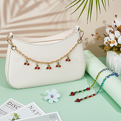 2Pcs 2 Styles Glass Beaded and Alloy Cherry Aluminum Chains Bag Decorative Chains&nbsp;HJEW-PH02234