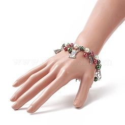 Glass Pearl Beaded Stretch Bracelet&nbsp;BJEW-TA00250