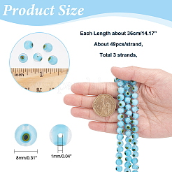 Handmade Evil Eye Lampwork Round Bead Strands&nbsp;LAMP-NB0001-75B