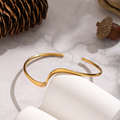 Minimalist Wave Shape 304 Stainless Steel Open Cuff Bracelets for Women&nbsp;LS-XJ3196
