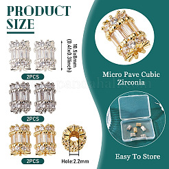 6Pcs 3 Colors Brass Micro Pave Clear Cubic Zirconia Beads&nbsp;KK-TA0002-94
