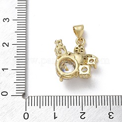 Brass Micro Pave Clear Cubic Zirconia Pendants&nbsp;KK-CBA56EF-21G