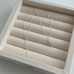 Bowknot 925 Sterling Silver Pendant Cable Chain Necklaces for Women&nbsp;FS-WG65D1C-01