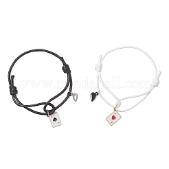 2Pcs Alloy Enamel Ace of Spades Card Charm Bracelets&nbsp;BJEW-JB13424