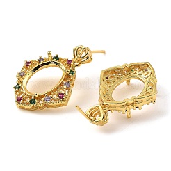 Rack Plating Brass with Cubic Zirconia Stud Earrings Finding&nbsp;KK-Z085-07G