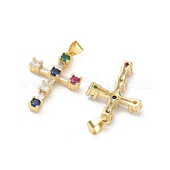 Brass Micro Pave Cubic Zirconia Pendants&nbsp;KK-P350-25G-01