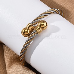 304 Stainless Steel Torque Bangles for Women&nbsp;BJEW-P310-20GP