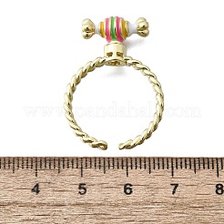 Brass Enamel Open Cuff Rings for Women&nbsp;RJEW-F179-08G-01