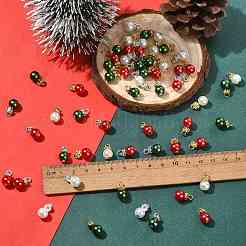 60Pcs 3 Colors Christmas Glass Pearl Charms&nbsp;PALLOY-FS00067