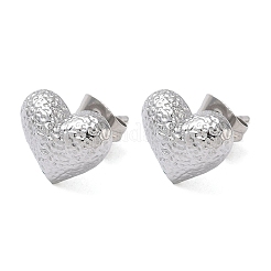 Textured Heart 304 Stainless Steel Stud Earrings&nbsp;EJEW-G453-06P