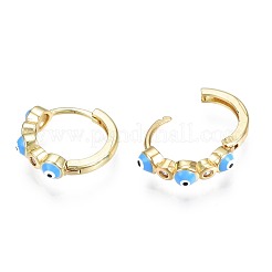 Clear Cubic Zirconia Evil Eye Huggie Hoop Earrings with Enamel&nbsp;EJEW-N015-18C