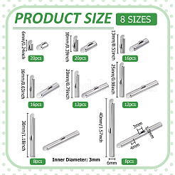 304 Stainless Steel Slide On End Clasp Tubes&nbsp;STAS-BC0004-05
