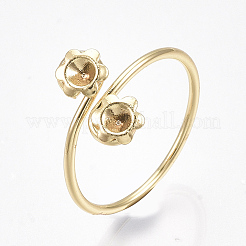 Brass Finger Ring Rhinestone Settings&nbsp;X-KK-S350-409G