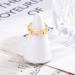 Brass Micro Pave Cubic Zirconia Cuff Finger Rings&nbsp;RJEW-G337-21G