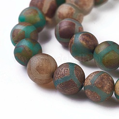 Tibetan Style Turtle Back Pattern dZi Beads Strands&nbsp;G-P229-A-04-8mm