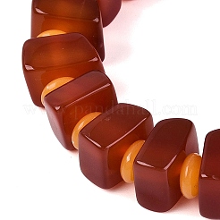 Natural Agate(Dyed & Heated) Square and Rondelle Resin Beaded Stretch Bracelets for Unisex&nbsp;BJEW-Q101-02A