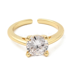 Brass Micro Pave Cubic Zirconia Cuff Open Rings for Women&nbsp;RJEW-B160-04G
