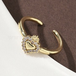 Brass Micro Pave Cubic Zirconia Cuff Rings&nbsp;RJEW-H256-13G