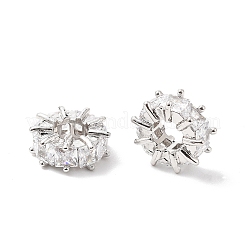 Brass Micro Pave Clear Cubic Zirconia European Beads&nbsp;KK-L237-015P