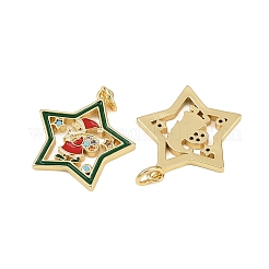 Christmas Themed Brass Micro Pave Cubic Zirconia Pendants&nbsp;X-ZIRC-L101-05G