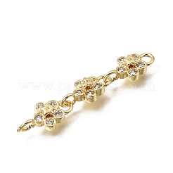 Brass Pave Cubic Zirconia Flower Connector Charms&nbsp;CU-E002-07G
