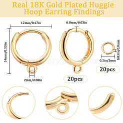 20Pcs Brass Huggie Hoop Earring Findings&nbsp;KK-BBC0014-57