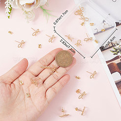 20Pcs Brass Bowknot Stud Earrings&nbsp;KK-BBC0007-09