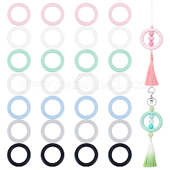 28Pcs 7 Colors Ring Silicone Focal Beads&nbsp;SIL-NB0001-51