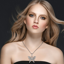 4Pcs 4 Colors Rhinestone Butterfly Pendant Necklaces Set with Cup Chains&nbsp;NJEW-AN0001-33