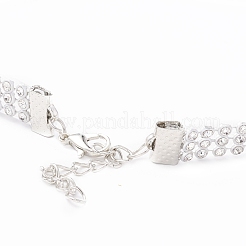 3 Row Crystal Rhinestone Choker Necklace&nbsp;NJEW-F289-04B-P