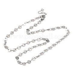 Anti-Tarnish 304 Stainless Steel Flat Sequin Chain Necklaces for Women&nbsp;NJEW-K255-28P