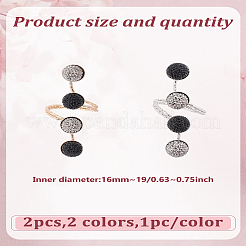 2Pcs 2 Colors Round Alloy Open Cuff Rings for Women&nbsp;RJEW-LP0005-08