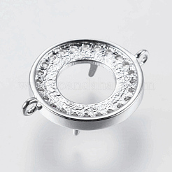 Brass Micro Pave Cubic Zirconia Cabochons Connector Settings&nbsp;KK-F732-01
