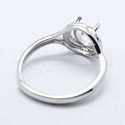 Anti-Tarnish Rhodium Plated 925 Sterling Silver Finger Ring Components&nbsp;STER-G027-15P