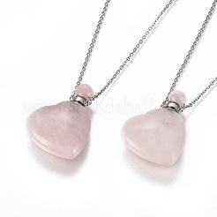 Natural Rose Quartz Openable Perfume Bottle Pendant Necklaces&nbsp;G-K295-A01-P