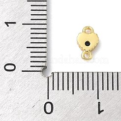 Brass Pave Cubic Zirconia Heart Connector Charms&nbsp;KK-G548-18G-04