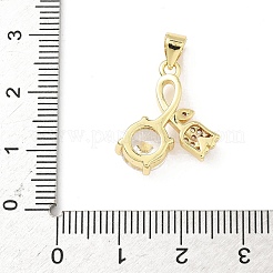 Brass Micro Pave Clear Cubic Zirconia Pendants&nbsp;KK-B141-26G