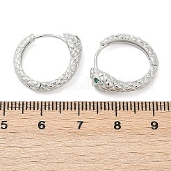 Brass Green Cubic Zirconia Hoop Earrings&nbsp;EJEW-Q016-12P