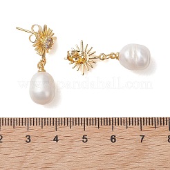 Sun Natural Cultured Freshwater Pearl Dangle Stud Earrings&nbsp;EJEW-JE06976