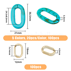 Acrylic Imitation Gemstone & CCB Plastic Linking Rings&nbsp;OACR-FH0001-045