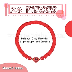 Handmade Polymer Clay Alphabet & Heishi Beads Stackable Stretch Bracelets Set&nbsp;BJEW-SZ0002-10